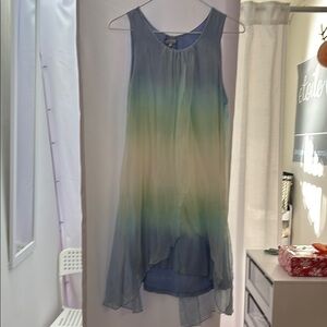 Tempo Paris dress 100% silk overlay size L